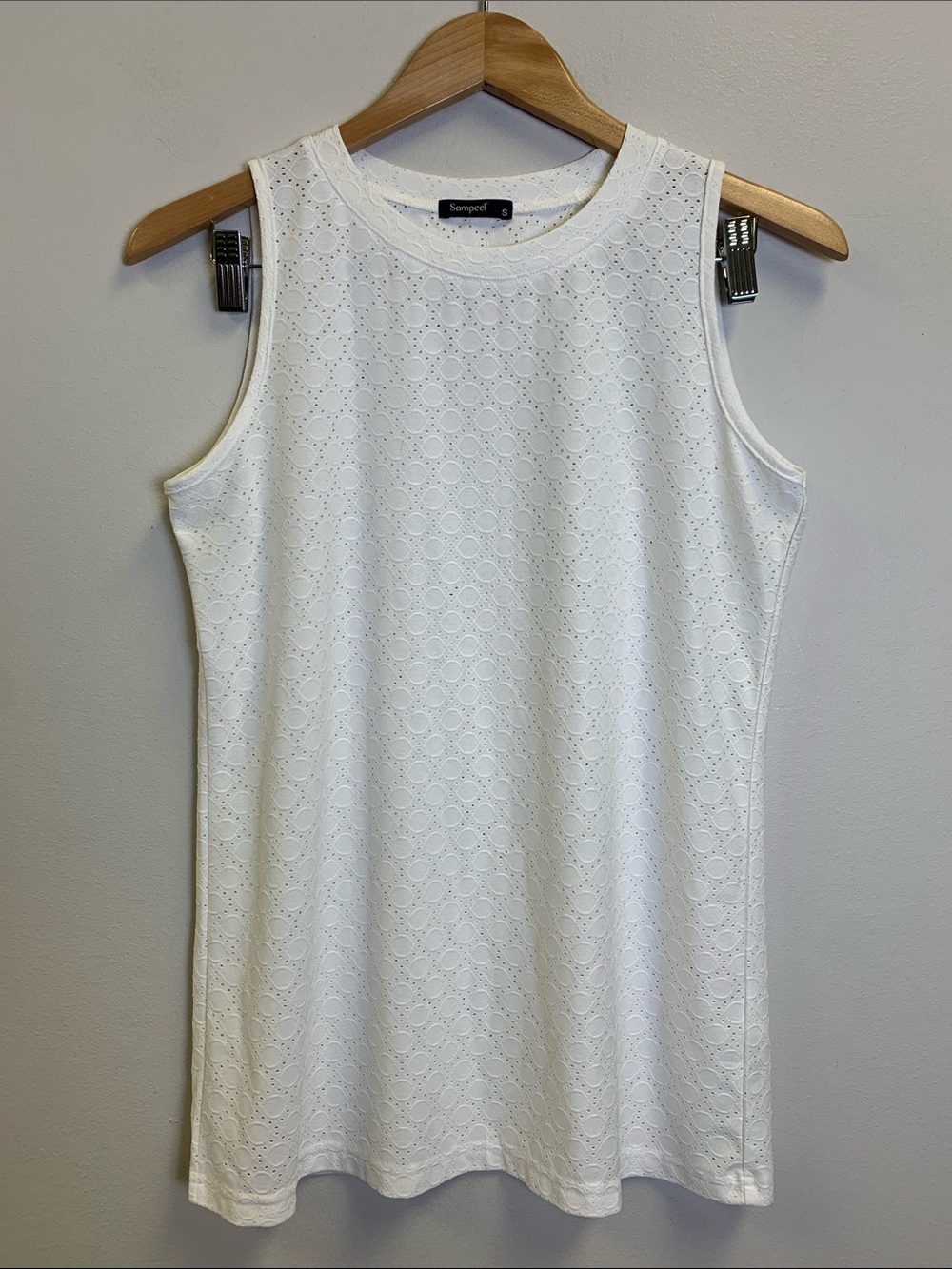 Sampeel White Eyelet Tank Top